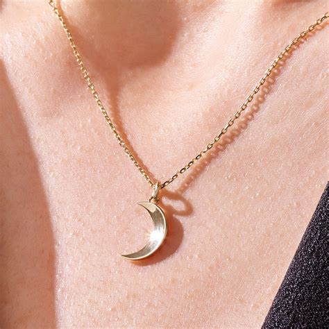 14k Solid Gold Moon Pendant Moon Design Pendant Moon Etsy UK