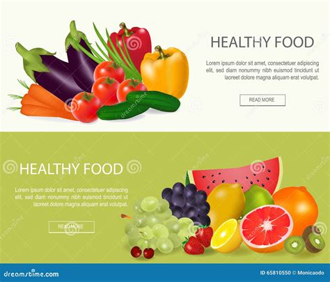 Healthy Food Banners Set Stock Vector Illustration Of Creative