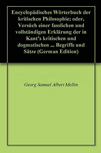 Encyclop Disches W Rterbuch Der Kritischen Philosophie Oder Vers Ch