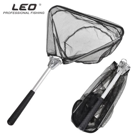 LEO Mini folding dip net 50cm stainless steel triangle dip net shrink fishing net fishing gear ...