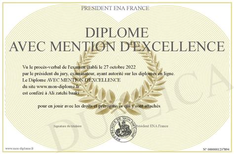 Diplome Avec Mention D Excellence