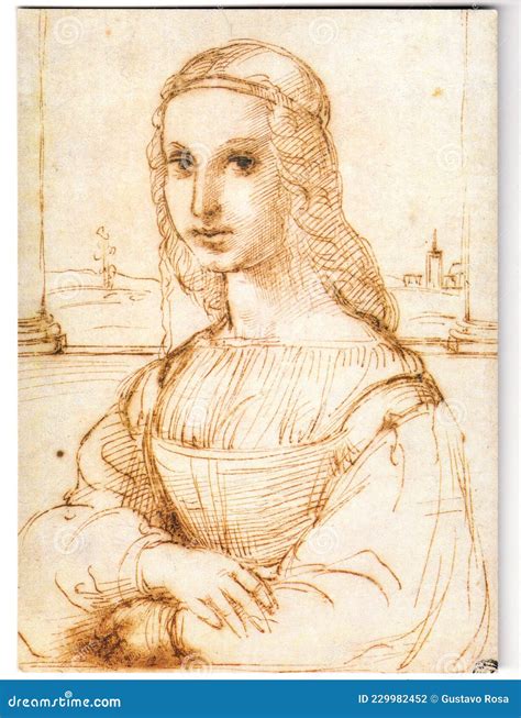 Leonardo Da Vinci La Gioconda Postcard Rough Of Mona Lisa Editorial