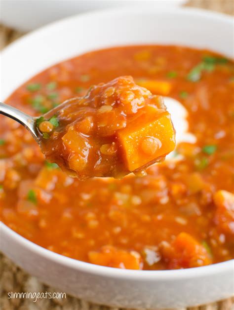 Slimming Eats Spicy Tomato And Lentil Soup Gluten Free Dairy Free