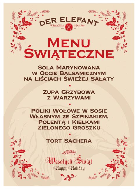 Menu Świąteczne W Der Elefant Zasmakuj Atmosfery świąt Der Elefant