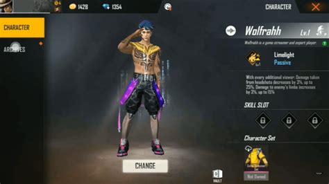 Free Fire Wolfrahh Character Is Free For All Users Mobile Mode Gaming