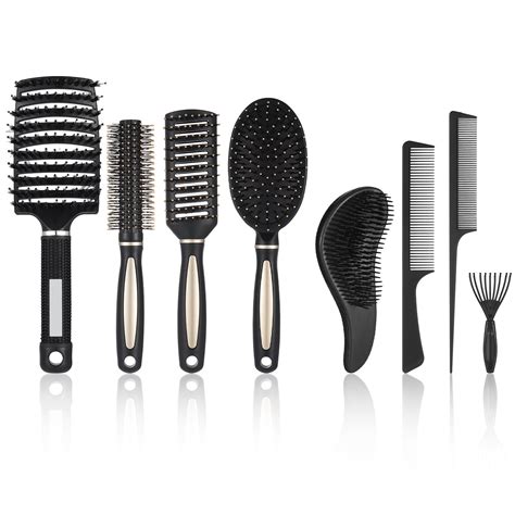 Abaima 8 In 1 Hair Brush And Comb Set For Men Women Includes Paddle Round Detangler Brushes