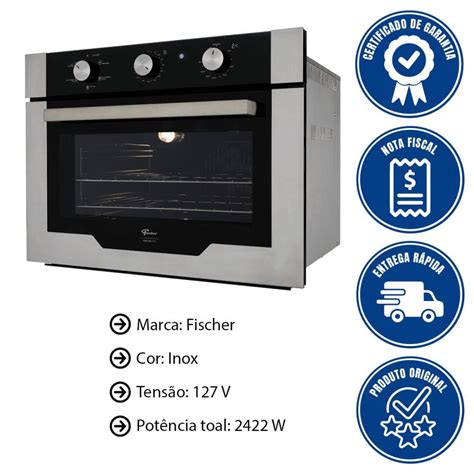 Forno Elétrico Fischer Infinity Embutir 50L Air Fryer 5 Funções