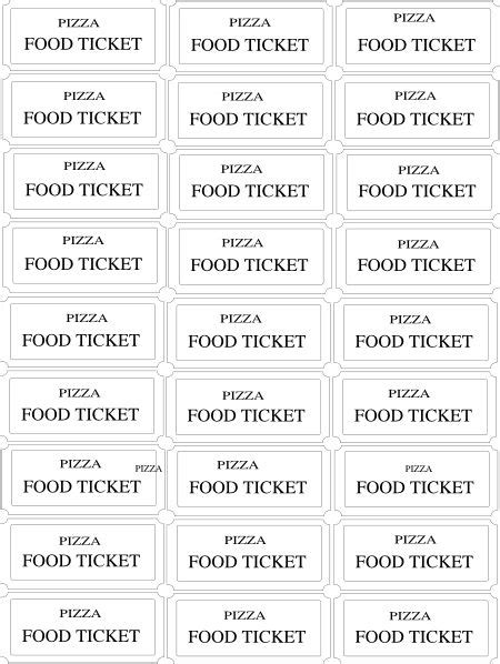 Meal Ticket Template Free Download Aashe