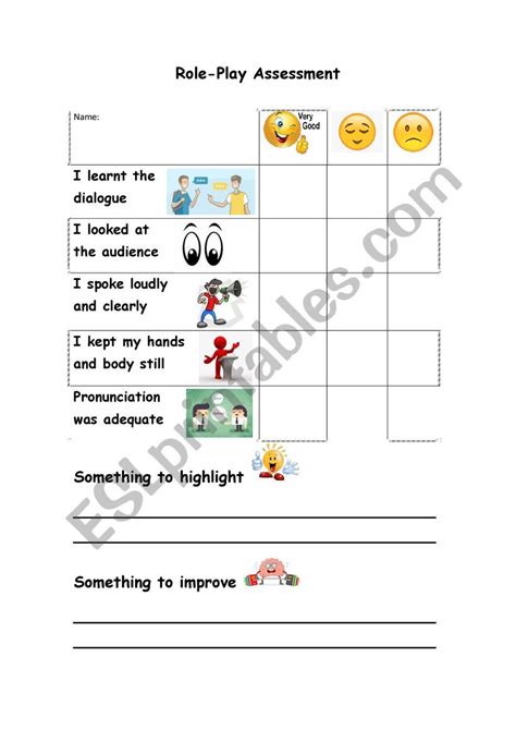 Role Play Assessment Rubric Esl Worksheet By Oneal4