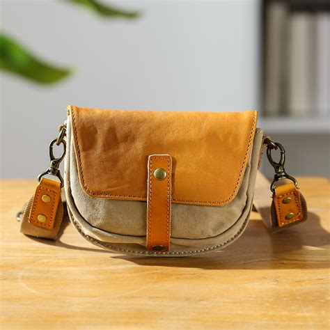 Small Canvas Crossbody Bag Leather Canvas Shoulder Bag For Women Igemstonejewelry