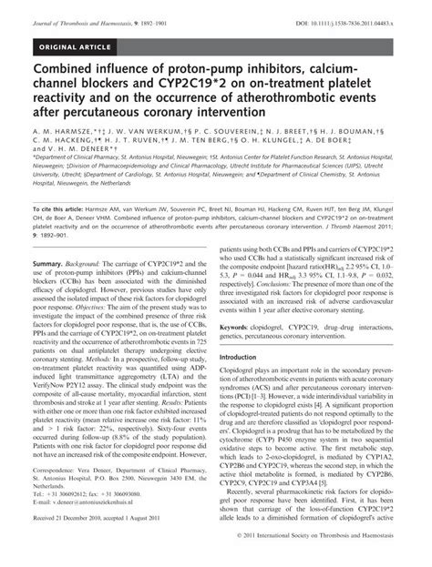 Pdf Combined Influence Of Proton Pump Inhibitors Calcium Channel