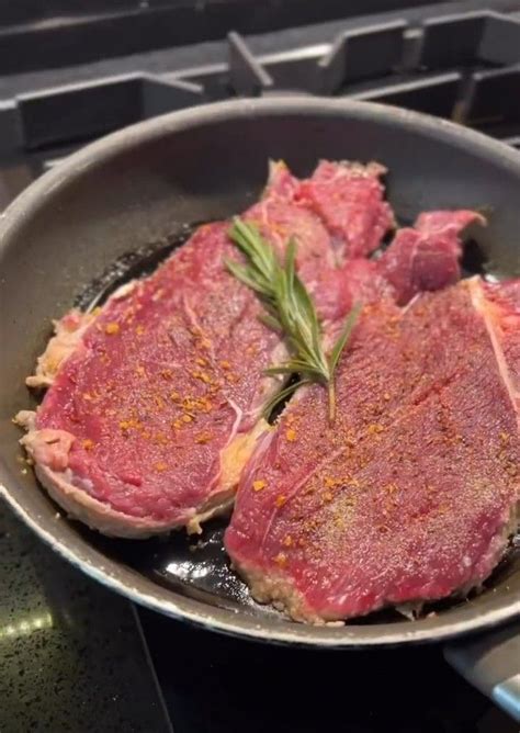 Delicious Steak Cooking in a Skillet