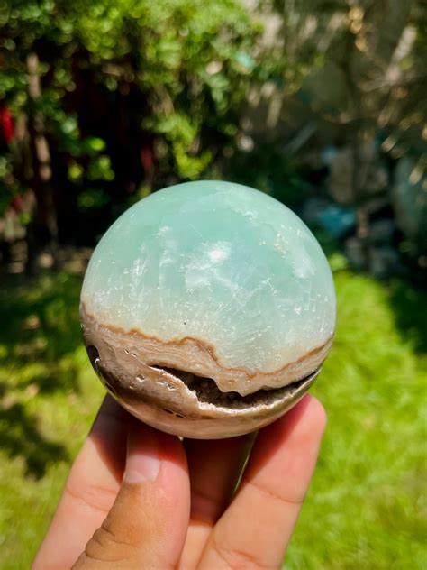 Caribbean Calcite Sphere Cute Real Crystal Sphere Caribbean Etsy