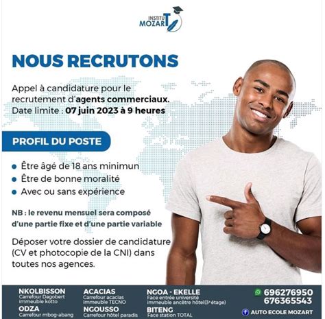 Institut Mozart Recrute Des Agents Commerciaux Cameroun Jobrapide