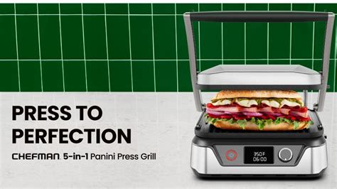 Chefman 5 In 1 Digital Panini Press Grill Sandwich Maker And Griddle