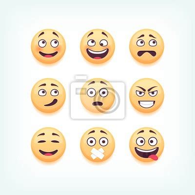 Set Of Emoticons Emoji Isolated On White Background Vector Posters