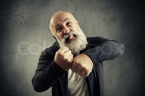 Angry Screaming Senior Man Stock Image Colourbox