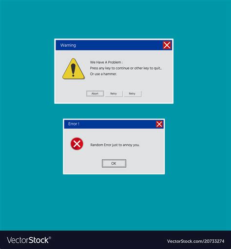 Operating System Error Warning On Green Isolated Vector Image