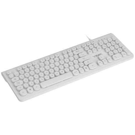 Teclado Multimidia Usb Dynamic Circle Abnt2 Teclas Redondas Cabo Usb 18m Branco Dc110b Preech