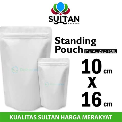 Jual Plastik Klip Full Metalize Foil X Cm White Standing Pouch