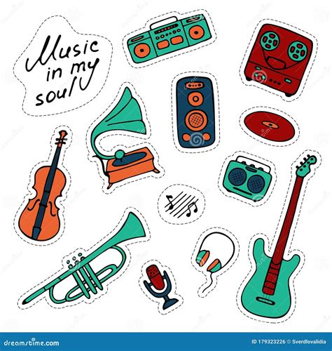 Paquete De Stickers Musicales Iconos Musicales A Mano Iconos De