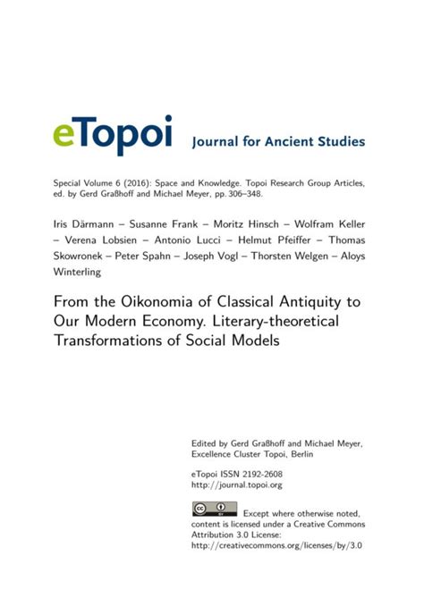 Edition Topoi | Artikel | From the Oikonomia of Classical Antiquity to ...