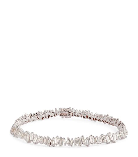 Suzanne Kalan White Gold And Diamond Classic Fireworks Tennis Bracelet