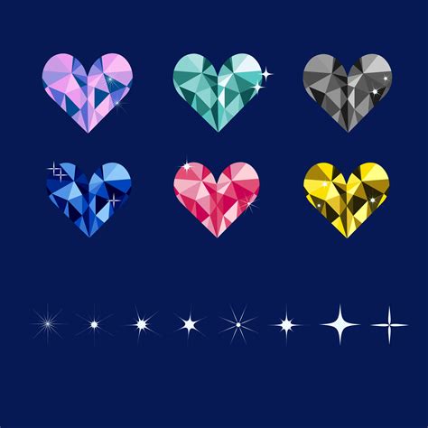 Colorful Heart Gems And Sparkles Set 1214549 Vector Art At Vecteezy