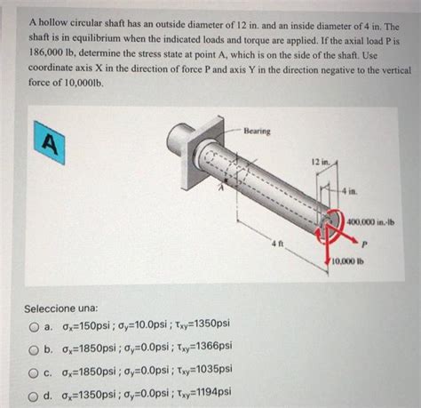 Solved A Hollow Circular Shaft Has An Outside Diameter Of 12 Chegg