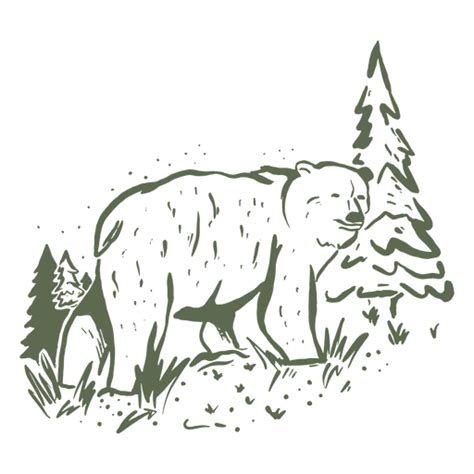 Diseño Png Y Svg De Oso Salvaje En El Bosque Para Camisetas