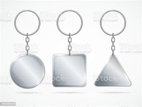 Realistic Metal Keychains Set Vector Stock Illustration Download