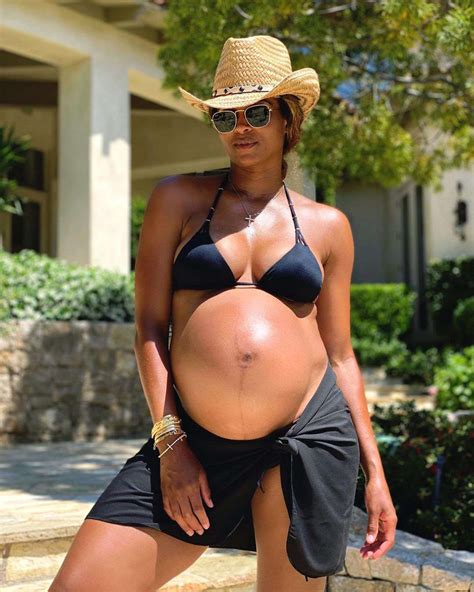 Pregnant Ciara Bares Baby Bump In Black Bikini Photos