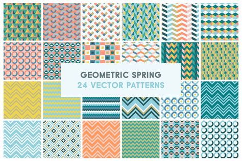 Geometric Spring Seamless Vector Patterns – Mels Brushes