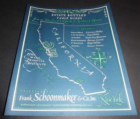 Original Vintage California Wine Small Poster Advertising Sign Frank