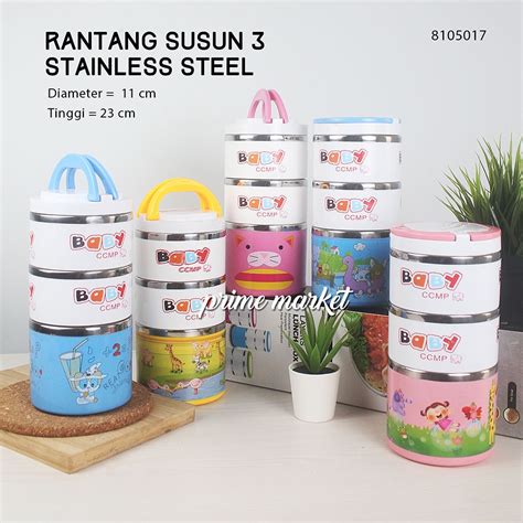 Jual Rantang Susun 3 Stainless Steel Rantang Makanan 3 Tingkat