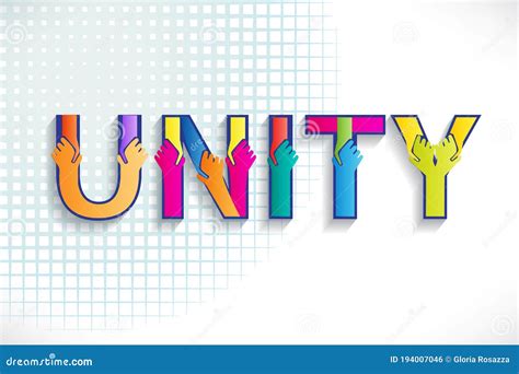 Unity Colorful Word Text With Handshaking Hands Logo Cartoon Vector ...