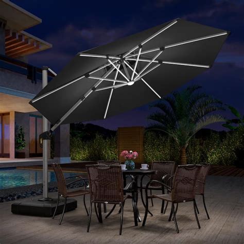 Purple Leaf Ft Octagon Aluminum Solar Powered Led Patio Cantilever