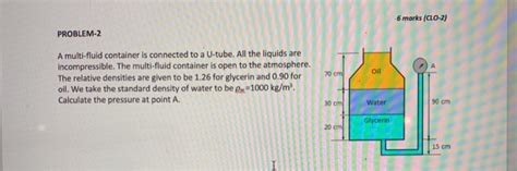 Solved 6 Marks CLO 2 PROBLEM 2 A Multi Fluid Container Is Chegg