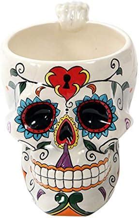 Amazon.com: Pacific Giftware White Tribal Day of The Dead Love Lock Sugar Skull Ceramic Drink ...