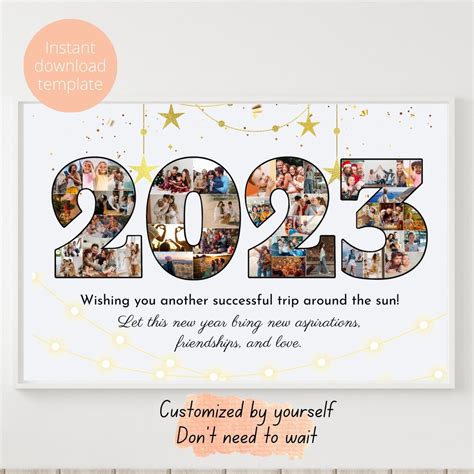 Printable Custom 2023 Photo Collage Template, Personalized New Year 40 ...