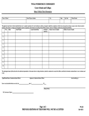 Fillable Online Twc Texas Form Ps Motor Vehicle Fleet Information