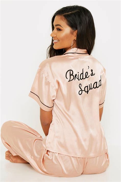 Womens Rose Gold Brides Squad Embroidered Pjs Metallics 16 Take