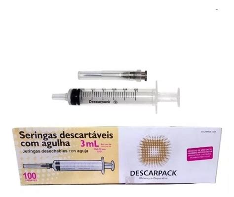 Seringa 3ml Agulha 25X0 7 LUER SLIP DESCARPACK Caixa 100