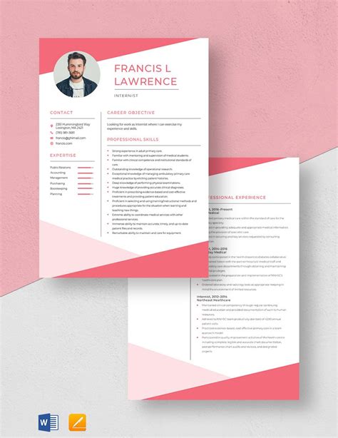 Internist Resume in Word, Pages - Download | Template.net