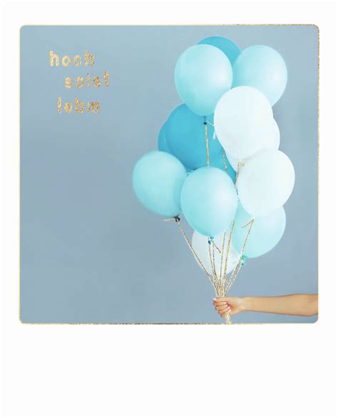 Postkarte Hoch Soist Lebm Hellblaue Ballons Happy Memories