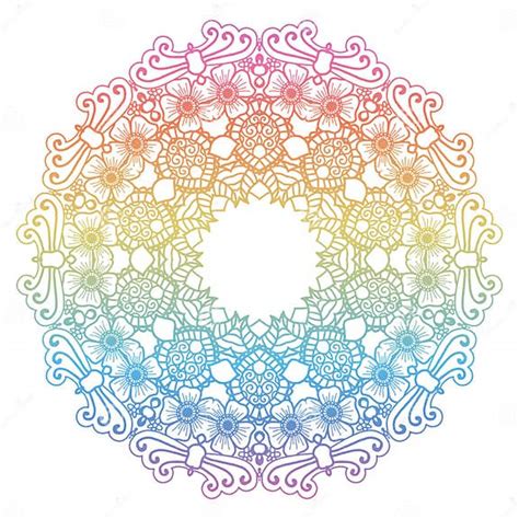 Round Rainbow Mandala Background Stock Vector Illustration Of Boho