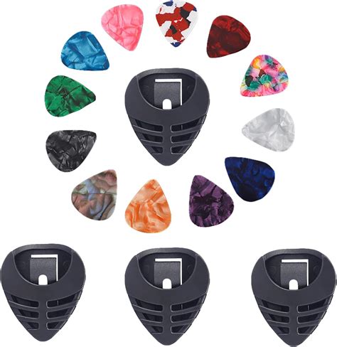 SHULLIN 16 Stk Guitar Pick Set Mit 4 Plektrenhalter 12 Pcs Guitar Picks