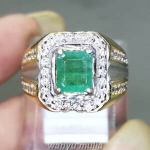 Cincin Batu Akik Natural Zamrud Emerald Beryl Hijau Bagus Kode