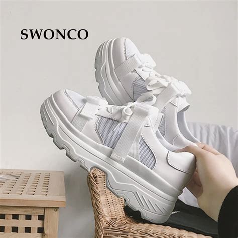 Swonco Womens Vulcanize Shoes 2018 Spring Breathable Mesh Leather