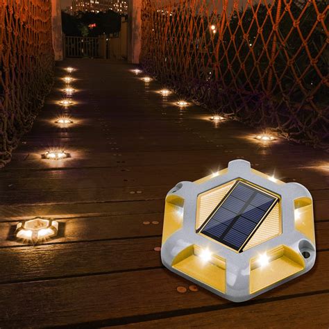 Volisun Solar Dock Lights Driveway Deck Lights 12 Pack Waterproof Outdoor Led